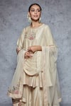 Shop_Ajiesh Oberoi_Beige Dupion Silk Embroidery Round Sharara Set _Online_at_Aza_Fashions