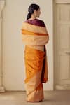 Shop_Mimamsaa_Orange Satin Silk Woven Floral Nargiz Saree  _at_Aza_Fashions