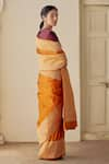 Mimamsaa_Orange Satin Silk Woven Floral Nargiz Saree  _Online_at_Aza_Fashions