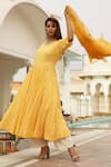 Shop Gulabo Jaipur Yellow Cotton Mul Anarkali Set at Aza Fashions Shop_Gulabo Jaipur_Yellow Cotton Mul Anarkali Set_at_Aza_Fashions