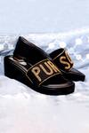 Buy_Foot Fuel_Black Embellished Typography Wedges _at_Aza_Fashions
