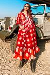 Buy_Ka-Sha_Red Kota Doria Dyed Dress With Skirt_at_Aza_Fashions