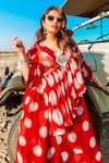 Buy_Ka-Sha_Red Kota Doria Dyed Dress With Skirt_Online_at_Aza_Fashions