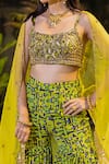 Buy_Mehak Murpana_Green Crepe Printed Zigzag Square Neck Embroidered Cape And Sharara Set _Online_at_Aza_Fashions