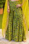 Shop_Mehak Murpana_Green Crepe Printed Zigzag Square Neck Embroidered Cape And Sharara Set _Online_at_Aza_Fashions