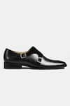 Luxoro Formello_Black Hand Painted Double Monk Strap Shoes _Online_at_Aza_Fashions