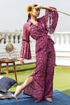 Buy_Mehak Murpana_Pink Crepe Printed Zigzag Shirt Collar And Pant Set _at_Aza_Fashions