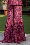 Mehak Murpana_Pink Crepe Printed Zigzag Round Kurta Sharara Set_Online_at_Aza_Fashions