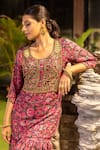 Shop_Mehak Murpana_Pink Crepe Printed Zigzag Round Kurta And Sharara Set For Women_at_Aza_Fashions