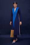 Buy_AMPM_Blue Afiyah Wool Color Block Jacket_at_Aza_Fashions