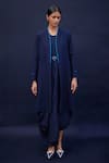 AMPM_Blue Wool Gm Kaylah Shawl Collar Jacket_Online_at_Aza_Fashions