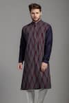 Buy_Seven_Blue Cotton Silk Textured Kurta Set_Online_at_Aza_Fashions