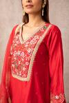 Ajiesh Oberoi_Red Chanderi V Neck Kurta Sharara Set _at_Aza_Fashions