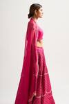 Nishar Ahmed_Pink Silk Embroidery V Neck Bridal Lehenga Set _Online_at_Aza_Fashions