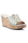 Buy_Vanilla Moon_Blue Embroidery Naya Brocade Motif Wedges_at_Aza_Fashions