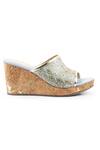 Vanilla Moon_Blue Embroidery Naya Brocade Motif Wedges_Online_at_Aza_Fashions