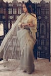 Buy_Sarang Kaur_Grey Saree Organza Silk Embroidered Sequin Hand Crystal Butti _Online_at_Aza_Fashions