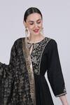 Shop Nazar By Indu Black Cotton Silk Foil Print Anarkali Set at Aza Fashions Shop_Nazar By Indu_Black Cotton Silk Foil Print Anarkali Set _at_Aza_Fashions