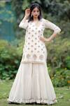 Buy_Nazar By Indu_White Cotton Embroidered Kurta And Sharara Set _at_Aza_Fashions