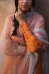 Buy_Rajiramniq_Orange Kurta Handwoven Tissue Chanderi Pant Modal Satin Dupatta Organza Set _Online_at_Aza_Fashions