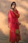 Rajiramniq_Orange Kurta Handwoven Tissue Chanderi Pant Modal Satin Dupatta Organza Set _Online_at_Aza_Fashions