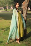 Shop_Rajiramniq_Green Kurta Tissue Chanderi Pant  Dupatta Set _at_Aza_Fashions