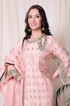 Shop_Nazar By Indu_Pink Chanderi Silk Kurta Set _at_Aza_Fashions