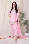 Buy_Nazar By Indu_Pink Cotton Embroidered Kurta Set _at_Aza_Fashions