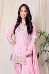 Shop_Nazar By Indu_Pink Cotton Embroidered Kurta Set _at_Aza_Fashions