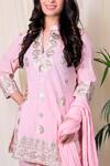 Nazar By Indu_Pink Cotton Embroidered Kurta Set _Online_at_Aza_Fashions