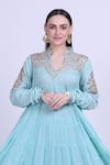 Shop Nazar By Indu Blue Cotton Embroidered Anarkali Set at Aza Fashions Shop_Nazar By Indu_Blue Cotton Embroidered Anarkali Set _at_Aza_Fashions