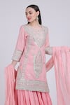 Shop Nazar By Indu Pink Cotton Embroidered Kurta Set at Aza Fashions Shop_Nazar By Indu_Pink Cotton Embroidered Kurta Set _at_Aza_Fashions