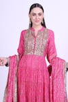 Shop Nazar By Indu Pink Pure Silk Anarkali With Dupatta at Aza Fashions Shop_Nazar By Indu_Pink Pure Silk Anarkali With Dupatta _at_Aza_Fashions