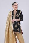 Shop_Nazar By Indu_Black Silk, Brocade Kurta Set _at_Aza_Fashions