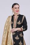 Nazar By Indu_Black Silk, Brocade Kurta Set _Online_at_Aza_Fashions