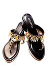 Buy_Foot Fuel_Black Chains, Rhinestones Nazakat Split Toe Wedges _at_Aza_Fashions