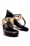 Shop_Foot Fuel_Black Chains, Rhinestones Nazakat Split Toe Wedges _at_Aza_Fashions