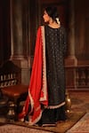 Shop_Ruh Clothing_Black Chanderi Chikankari Kurta Gharara Set _at_Aza_Fashions