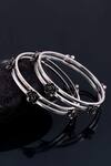 Noor_Silver Plated Embroidery Floral Motif Bangles - Set Of 2_Online_at_Aza_Fashions