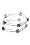 Buy_Noor_Silver Plated Embroidery Floral Motif Bangles - Set Of 2_Online_at_Aza_Fashions