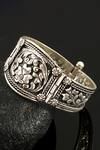 Noor_Silver Plated Cut Work Oxidized Floral Carved Bangle Single Pc_Online_at_Aza_Fashions