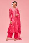 Buy_Nachiket Barve_Pink Floral Embroidered Anarkali Set_at_Aza_Fashions