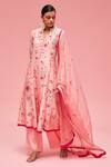 Nachiket Barve_Peach Floral Embroidered Anarkali Set_Online_at_Aza_Fashions