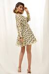 Nitya Bajaj_Yellow Satin Georgette Polka Dot Dress_Online_at_Aza_Fashions