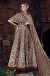 Buy_Nitya Bajaj_Gold Georgette Sequin Embroidered Anarkali Set_at_Aza_Fashions