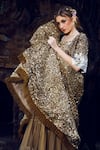 Shop_Nitya Bajaj_Gold Georgette Sequin Embroidered Anarkali Set_Online_at_Aza_Fashions