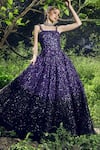 Buy_Nitya Bajaj_Purple Georgette Sequin Embroidered Gown With Jacket_Online_at_Aza_Fashions