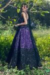 Shop_Nitya Bajaj_Purple Georgette Sequin Embroidered Gown With Jacket_at_Aza_Fashions