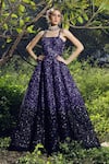Nitya Bajaj_Purple Georgette Sequin Embroidered Gown With Jacket_Online_at_Aza_Fashions