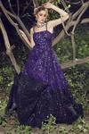 Shop_Nitya Bajaj_Purple Georgette Sequin Embroidered Gown With Jacket_Online_at_Aza_Fashions